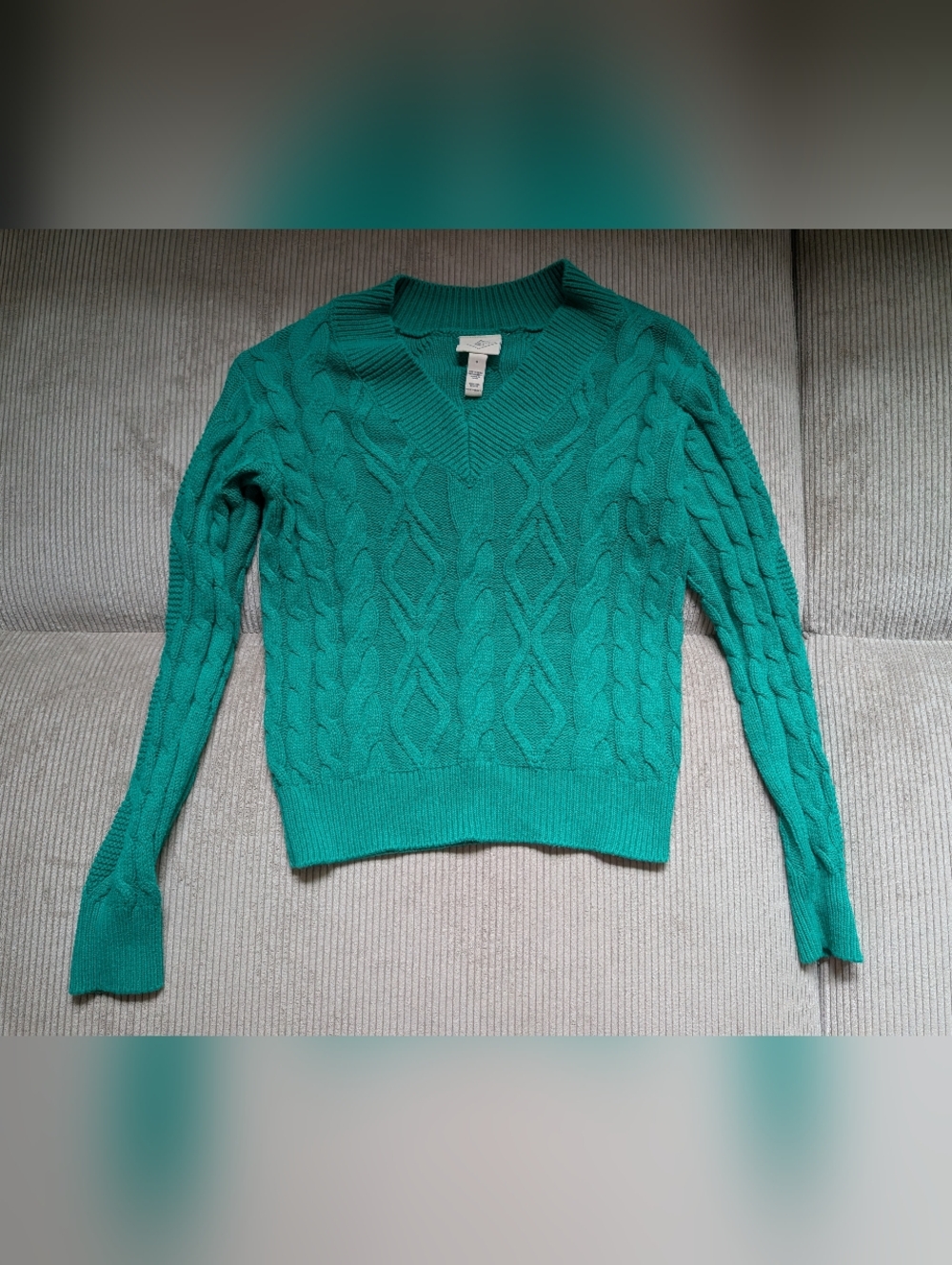 St. John's Bay Bright green Cable-Knit Crewneck Sweater